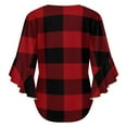thumbnail image 6 of Ugliest Country Christmas Cottage Primitive Lumberjack Buffalo Plaid Women's V-Neck Blouse With 3/4 Ruffled Bell Sleeves Casual Top Ladies Blouses, 6 of 7