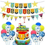 Toy Story Birthday Party Supplies Two Infinity And Beyond Cake Topper Toy Story Balloons Toy Story Banners Garland Backdrop For 2nd Baby Boys Girls Toy Story Party Decorations(64pcs)