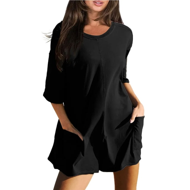 Mono Sexy con escote en V y espalda descubierta para mujer, mono de Color liso con dos bolsillos