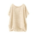 thumbnail image 4 of Helii Women's T Shirts Round Neck Short Sleeve Cotton Linen Casual Basic Tops Loose Breathable Blouses Fashion Travel Beach Vacation Outfits S-5XL Beige, 4 of 6