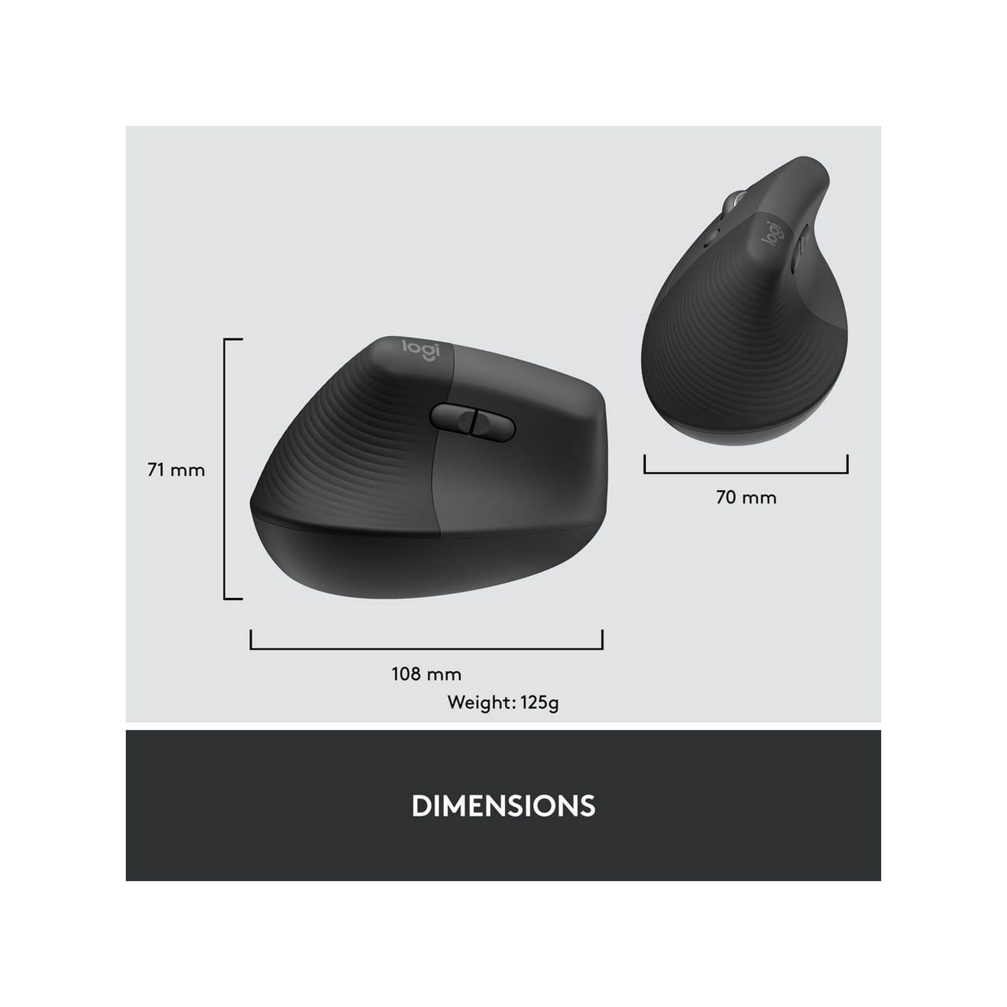 Logitech Lift Vertical Ergonomic Mouse for Business Left, Graphite 910-006492