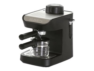 krups xp1020 steam espresso machine with glass carafe, 4-cup, black