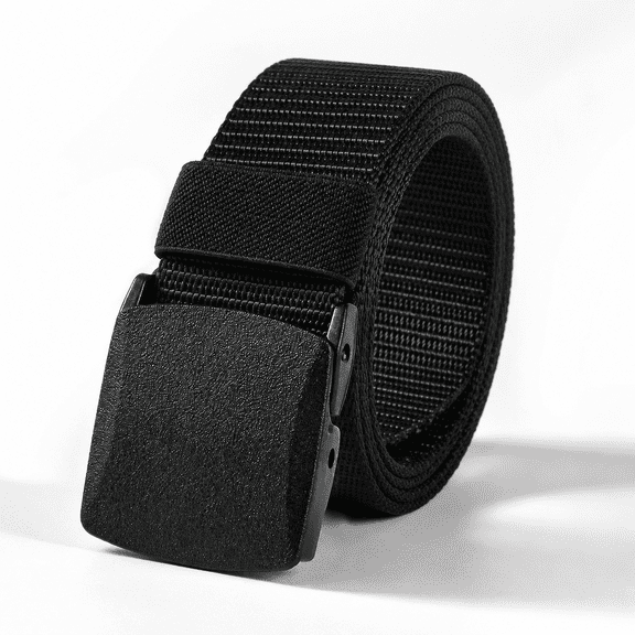 Men's Nylon Webbing Belt, Adjustable Tactical Canvas Web Belt with Plastic Buckle, Casual Outdoor Military Style Belt for Jeans Pants