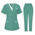 thumbnail image 2 of Minjewel Women's Fashion V-Neck Short Sleeve Scrubs for Women with Pockets, Stylish & Functional Scrub Set for Healthcare Professionals,Light Green 2XL, 2 of 6
