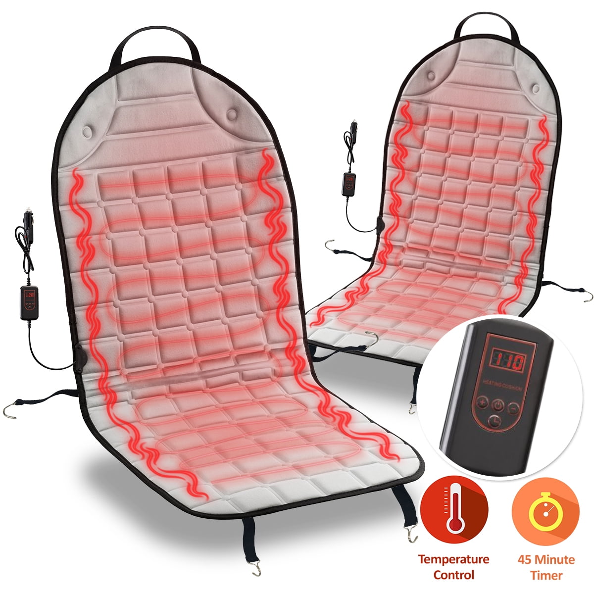 IrishTech12V Heated Car Seat,Heated Seat Cushion with Intelligent Temperature Controller.Universal Car Rear Seat Heated Car Seat Covers Heated Pad Heated Car Seat Pad Winter Warm Heating Pad