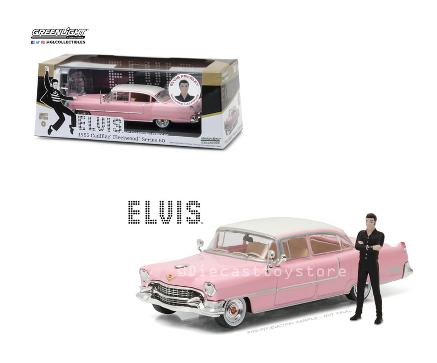 Greenlight Cadillac Fleetwood Series 60 Baujahr 1955 pink mit Figur Elvis Presley 1:43