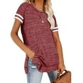 thumbnail image 1 of Mode Femmes Loisirs Solides Manches Courtes Décontractée en Vrac Tops, 1 of 4