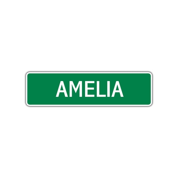 Amelia Girls Children Indoor Outdoor Unique Wall Novelty Name Letter Printed Plaque Decoration Label Aluminum Metal Sign 4"x18"