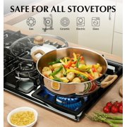 Koch Systeme CS 12 inch Stainless Steel Deep Sauté Pan with Bakelite Handles, Deep Frying Pan with Lid, Suitable for All Stoves