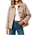 thumbnail image 5 of TGSLY Women's Checkered Cropped Jacket Causal Collared Button Down Gingham Coat Loose Fit Long Sleeve Trendy Street Fall Winter Outerwear with Pockets S, 5 of 7