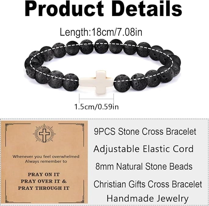 Dalrosia Cross Bracelets for Women Men, Christian Gifts for Women, Religious Gifts Cross Beaded Bracelet, Easter Catholic Religious Christian Bracelets Jewelry