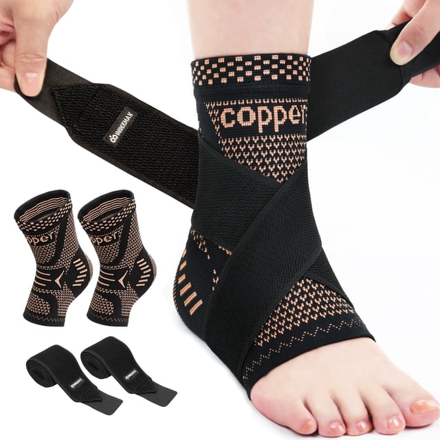 Tobillera INDEEMAX con infusión de cobre para mujeres y hombres, color negro M