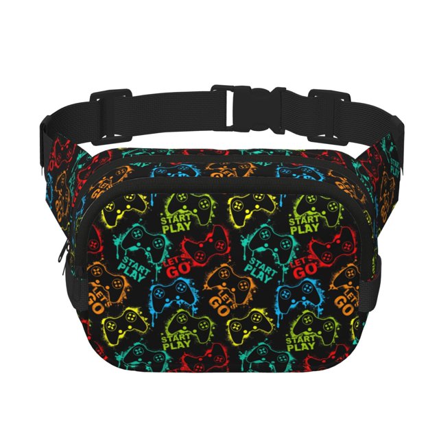 Easygdp Play Game Start Fanny Packs para Mujeres y Hombres, Bolsa de Cinturón, Bolsos de Cruz para Trabajo/Correr/Senderismo