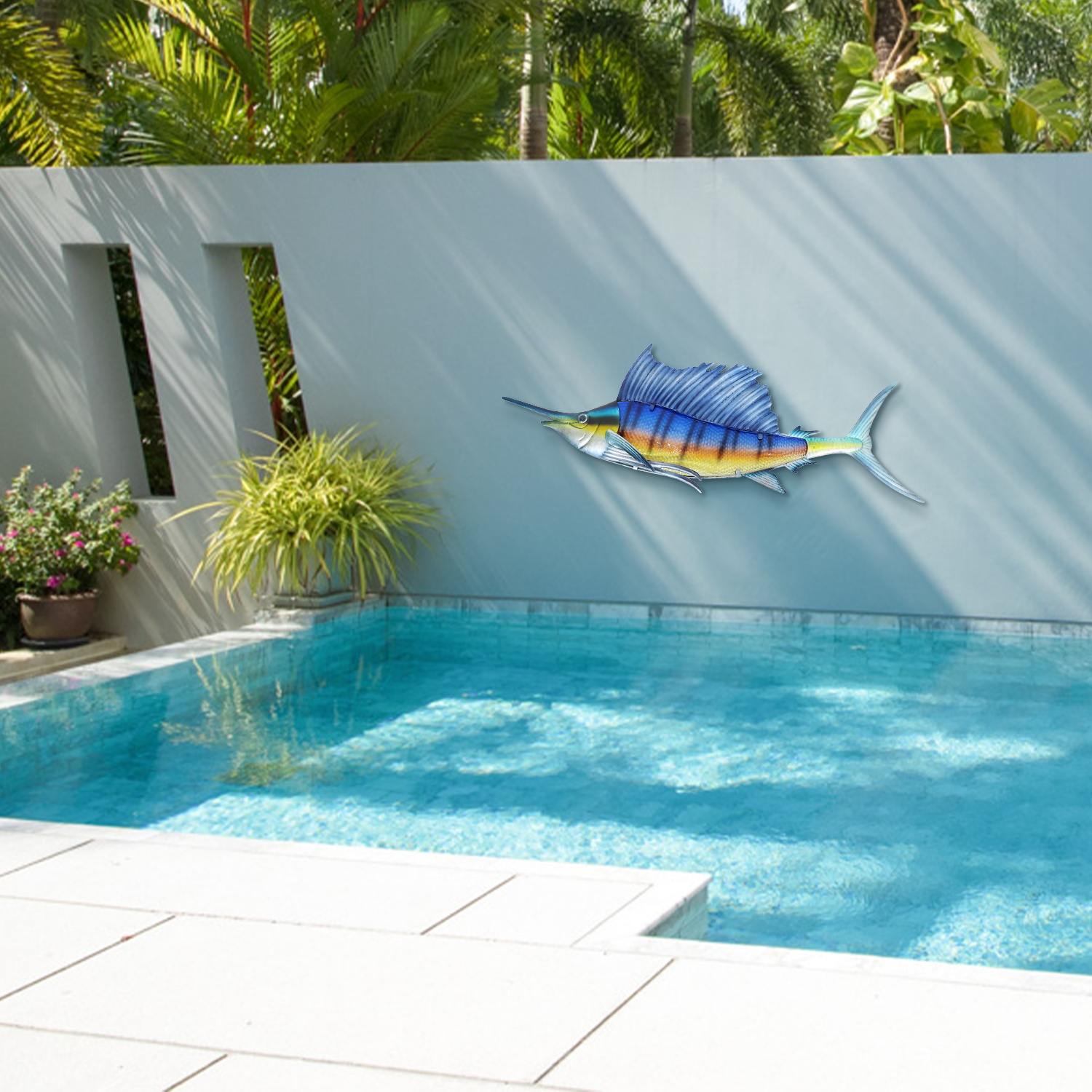 Décoration Murale Voilier Métallique - Sculpture Métal Sailfish Tortue De Mer - Art Mural Plage, Style Moderne