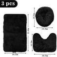 thumbnail image 3 of NOGIS Ultra Soft Bathroom Rug Set 3 Piece-Includes Water Absorbent Non-Slip Bath Rug Contour Mat Toilet Lid Cover,Microfiber Bath Rugs for Tub Shower Bathroom Floor,Machine Washable (Black), 3 of 6