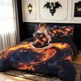 thumbnail image 3 of meiyoeat Gothic Black Dragon Full Size Bedding Sets for Boys Girls, Flame Animal Full Size Bed in a Bag, Black Orange, Black Reversible, 7-Piece, 3 of 5