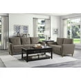 thumbnail image 5 of Lexicon Dunleith Modern Contemporary Velvet Tufted Loveseat in Brown and Walnut, 5 of 9