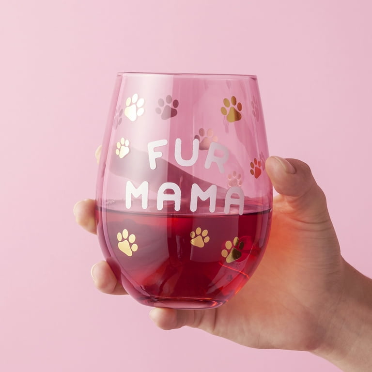 Blush Fur Mama Large Stemless Wine Glass, Perfect for Red or White Wine,  Glassware Gift, Pink, 20 Oz, Set of 1