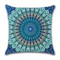 thumbnail image 2 of Juego de 4 Fundas de Almohada de Algodón 45 x 45 cm y Lino Estampado Hippie Bohemio Azul Mandala Flor Funda de Cojín Cuadrada para Cama Coche Hogar Sofá, 2 of 5