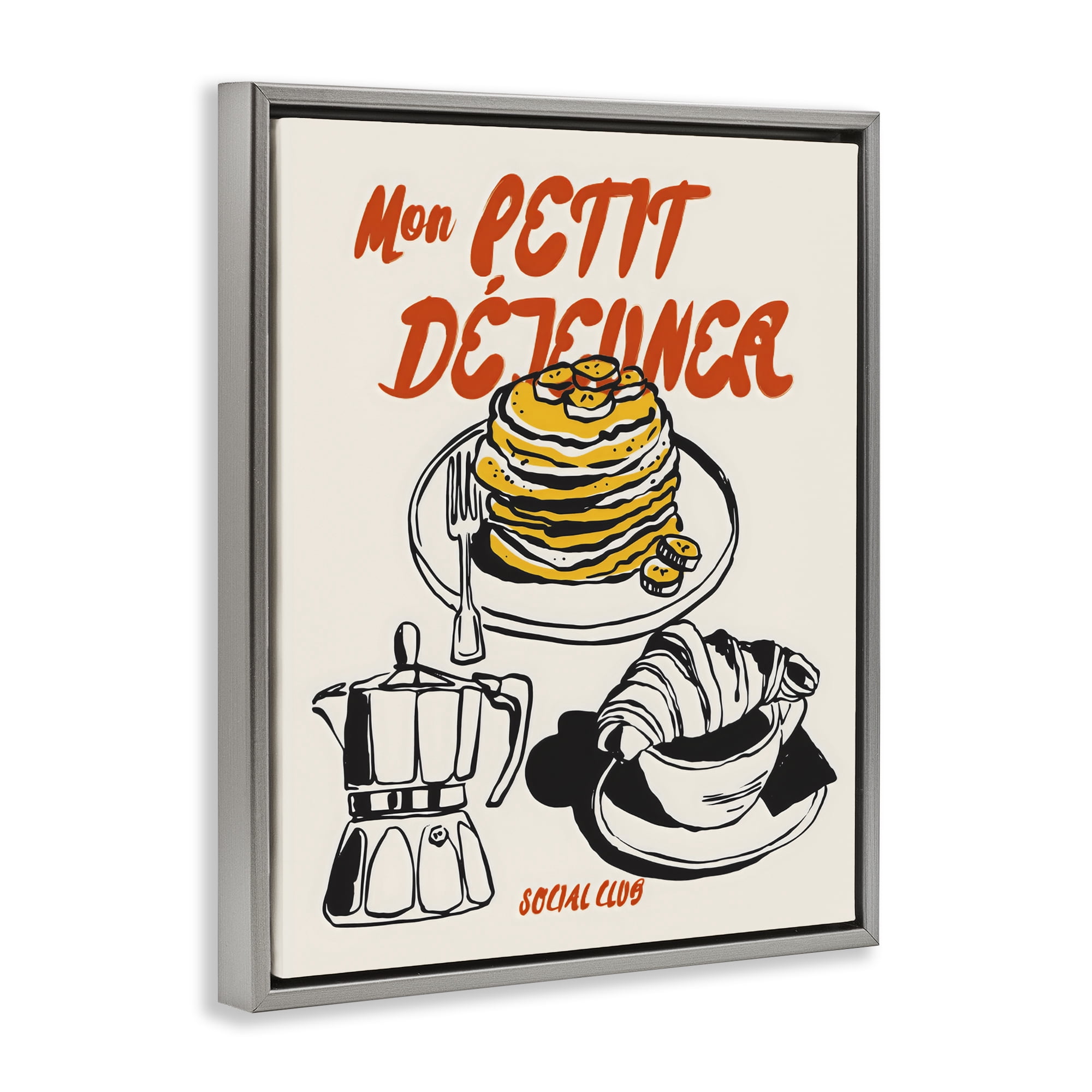 Stupell Industries My Breakfast Pancakes Spread Gray Framed Floater Canvas Wall Art, design by The Prints Vibe