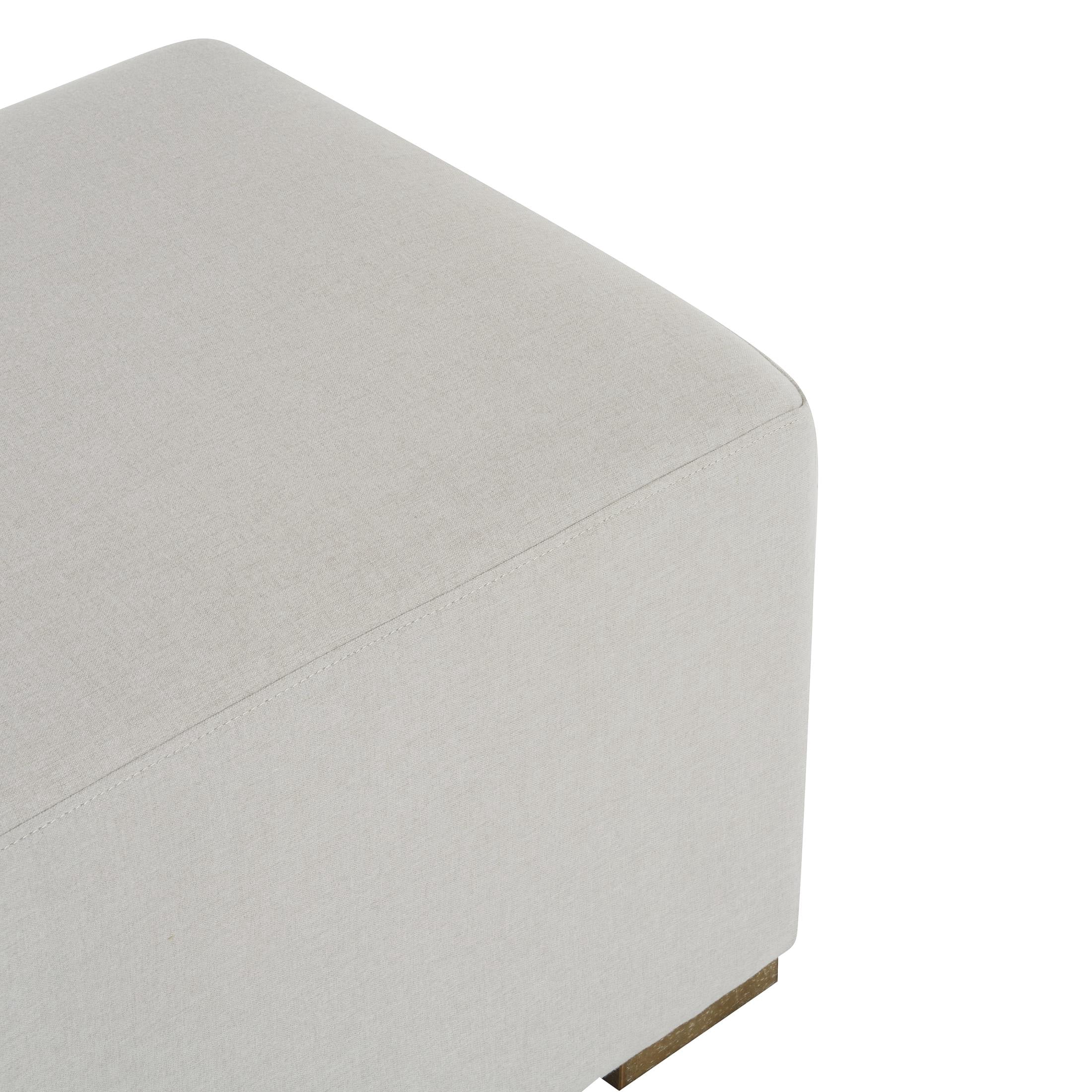 Christopher Knight Home Long Rectangular Ottoman Bench, White Upholstery with Rubberwood Base