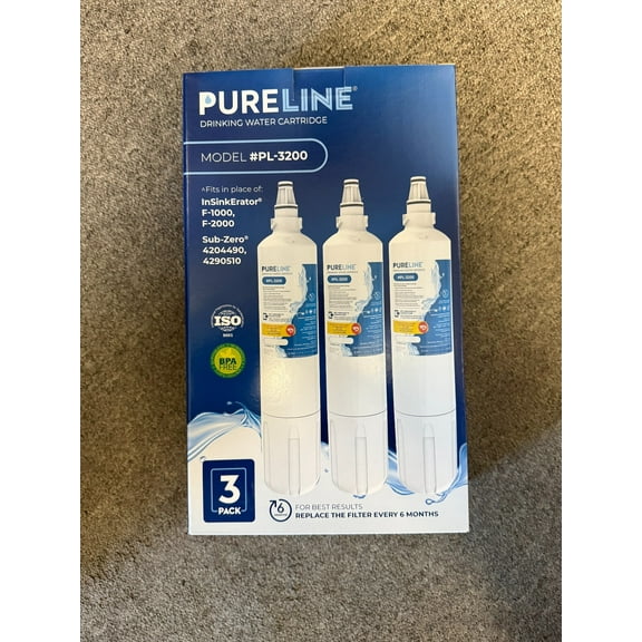 3 PACK *NEW* Pureline PL-3200 Under sink Water Filter F-1000, F-2000 replacement