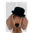 thumbnail image 2 of Fab Funky 15x18 Gold Ornate Wood Framed with Double Matting Museum Art Print Titled - Dachshund with Black Bowler Hat, 2 of 4