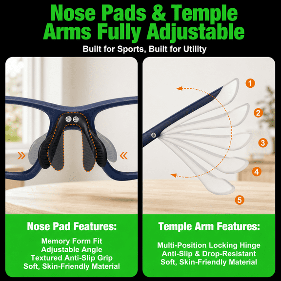 Blue Lensless Sport Safety Eyewear for Pickleball Tennis Racquetball Squash