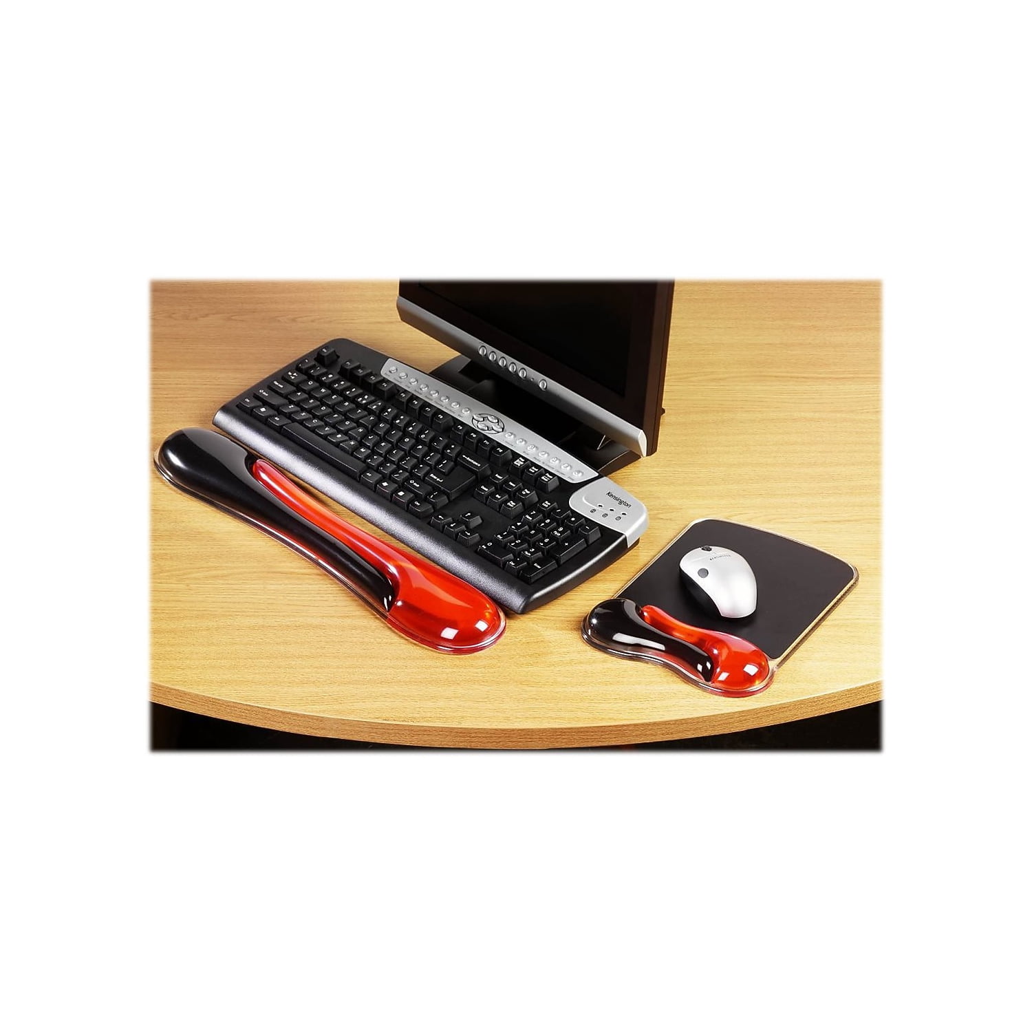 Kensington Duo Gel Wave Mouse Pad Wrist Rest, Red