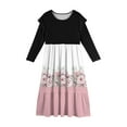 thumbnail image 5 of Abcomgle Girls Long Sleeve Dresses 7-8 Casual Patchwork Ruffle Sleeve Girls Long Dresses Vintage Floral Print Crew Neck Sundresses Flowy Tiered Dresses with Pockets,5-6 Years Pink, 5 of 5