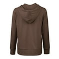 thumbnail image 3 of 247 Frenzy Women's Active Essentials Sofra Cottonbell Lightweight Full Zip Drawstring Cotton Hoodie with Front Pouch Pockets - Brown * WALMART EXCLUSIVE *, 3 of 4