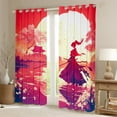 thumbnail image 2 of Japanese Samurai Curtains,Japanese Anime Curtains 30%-50% Blackout Bedroom Decor,Cherry Blossom Lotus Floral Curtains Oriental Asian Window Curtains 2 Panels 42"Wx90"L, 2 of 5