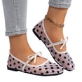 thumbnail image 4 of HTHLVMD Womens Mary Jane Flats, Polka Dot Mesh Shoes, Bow Decor Flats, Women's Polka Dots Mesh Ballet Flats Bowknot Pointed Toe Ballerina Flats Closed Toe Comfortable Casual Work Shoes, Beige 5.5, 4 of 5