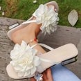 thumbnail image 2 of Women's Floral Block Heels Square Toe Elegant Dressy Slide Sandals Wedding Party Date Night Heel Sandals White 6.5(38), 2 of 6