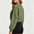thumbnail image 5 of hoksml Women's Cropped Sweatshirt, V-Neck Balloon Long Sleeve Oversized Pullover Top with Loose Fit, Solid Color Casual Activewear, 5 of 6