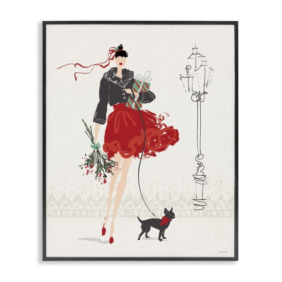 Stupell Industries Art Deco Holiday Fashionista Girl Black Framed Giclee Art, 11 x 14, by Anne Tavoletti