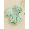 thumbnail image 4 of Musuos Baby Girl Cute Romper 0-24 Months Casual Short Puff Sleeve Floral Print Bodysuit Newborn Playsuit, 4 of 9