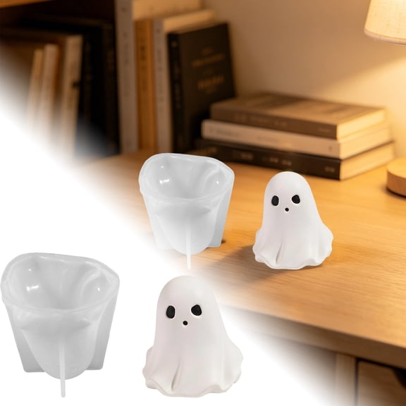 Ghost Candle Molds 3D Halloween Silicone Molds Cute Autumn Ornament Mold for Resin Candle Soap Fondant Chocolate Cake Decorating Mold DIY Craft