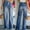 Blue, variant on Outfmvch jeans for women Button High Waist Pocket Elastic Jeans Slim Denim pants for women cargo pants
