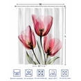 thumbnail image 4 of Split Shower Curtain for Transfer Bench, Pink Tulip Fabric Shower Curtains for Bathroom, Modern Blossom Pastel White Floral Petal Tub Sliding Transfer Bench Waterproof Bath Curtains 72"x84", 4 of 9