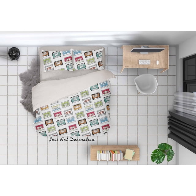Ensemble de Housse de Couette Dessinée à la Main 3D 4
