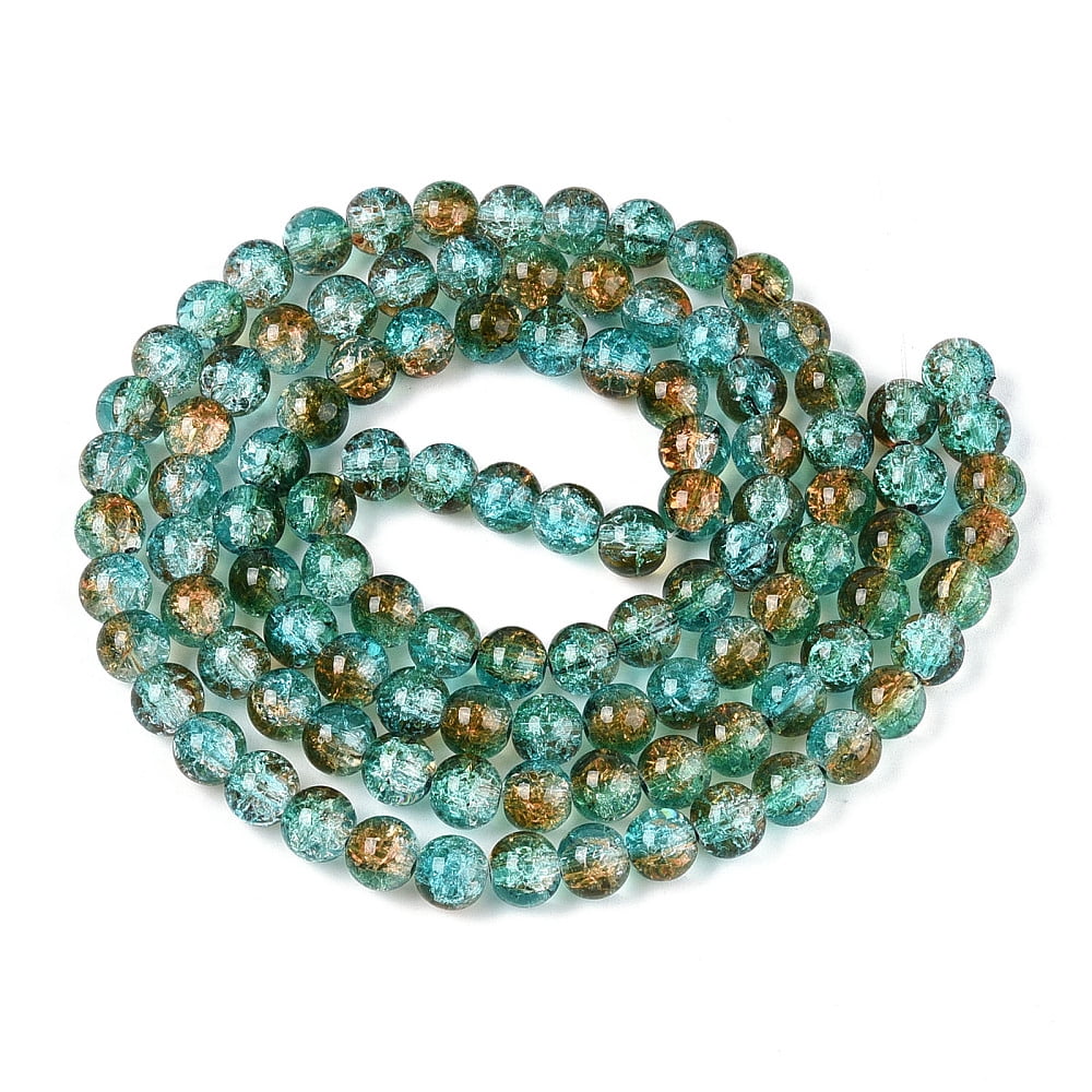 20strands Glass Beads Strands Round Two Tone Dark Cyan 8~8.5mm Hole: 1.2mm about 107pcs/strand 29.92 inch(76cm)