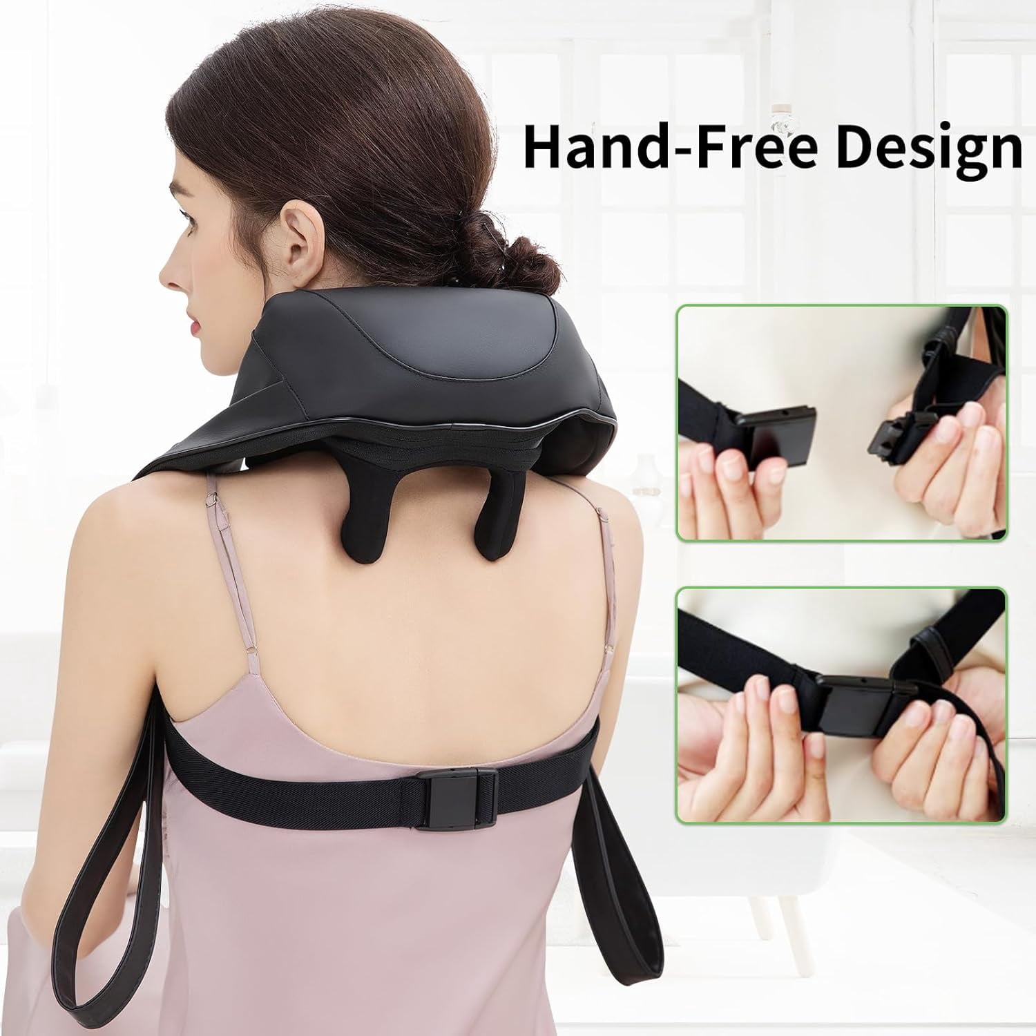 Shiatsu Neck and Back Massager with Heat, Upgraded 2600mAh Cordless Shoulder Massager Deep Tissue 6D Kneading
