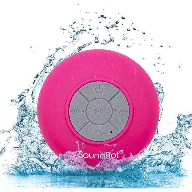 Soundbot SB510 HD Altavoz de ducha Bluetooth resistente al agua, altavoz portátil manos libres con micrófono incorporado, 6 horas de tiempo de reproducción, botones de control y ventosa dedicada para