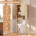 thumbnail image 3 of YOCWO Over The Toilet Storage Cabinet, Mid Century Storage Cabinet Over Toilet with 2 Doors and Open Shelf, Home Space Saver for Bathroom, Living Room, Oak, 3 of 8