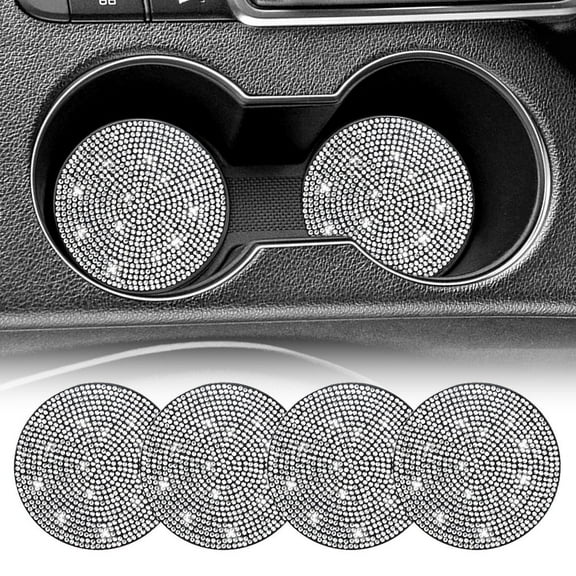 4 Pack Car Cup Holder Coaster,2.75 inch Universal Cup Holders,Non-Slip Car Accessories Interior Sets,White