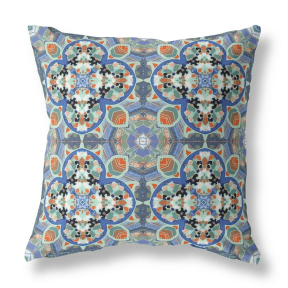 Amrita Sen Broadcloth Zippered Pillow With Blue Orange CAPL532BrCDS-ZP-18x18