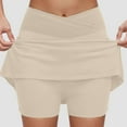 thumbnail image 2 of HZLPFO Skirts for Woman Casual Mini Stretch Waist Flared Plain Pleated Skater Skirt Khaki,L, 2 of 6