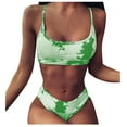 thumbnail image 3 of Swimsuits for Women,Women Tie-dye Pattern Top with Panty Bikini Set Two Piece Swimwear Green L(L), 3 of 8