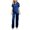 r-314Blue176, variant on HAYIMI Women Nightwear 2 Piece Satin Pajama Set Short Sleeve Button Down Shirt and Long Pants with Chest Pocket Sleepwear Comfort Homewear